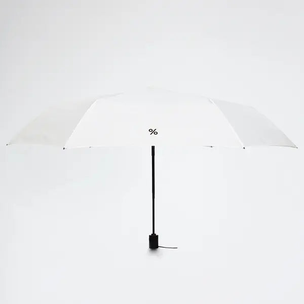 % ARABICA umbrella. White with black handle.