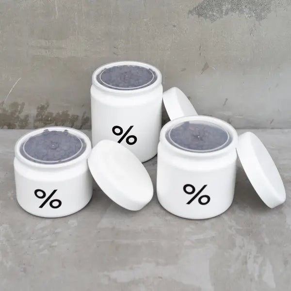 % ARABICA Enamel Coated Stainless Steel Canister with Eva resin inner lid.  Set of 3, white.